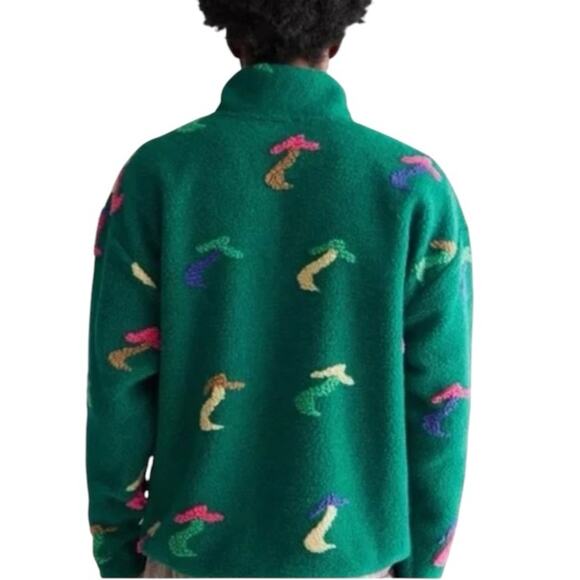 Parks Project UO Exclusive Dancing Shrooms Mushroom Green Fleece Sweatshirt Med - Picture 2 of 11
